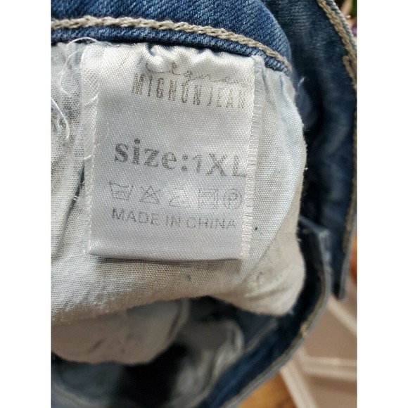 Mignon Women Blue Denim Cotton Blend Distressed A-Line Jean Skirt Size 1,2 & 3XL - Picture 8 of 12